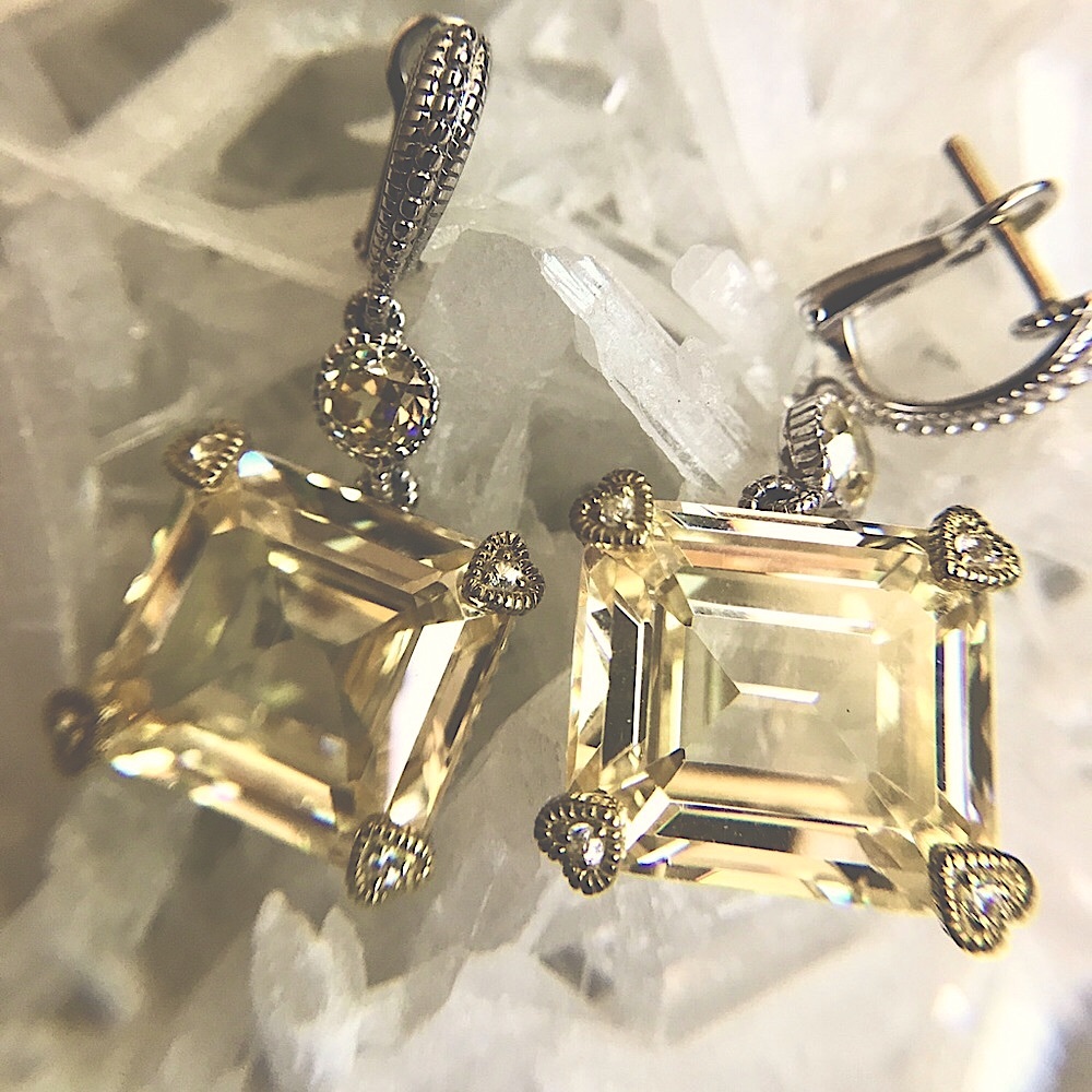 925 18K Canary Crystal & Sapphire JR TWO Earrings - Picture 5 of 11